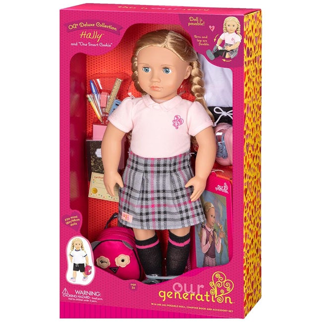 OUR GENERATION HALLY SCHOOL GIRL WITH BOOK DELUXE DOLL