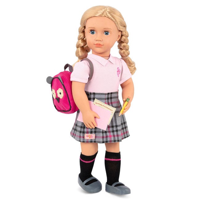 OUR GENERATION HALLY SCHOOL GIRL WITH BOOK DELUXE DOLL