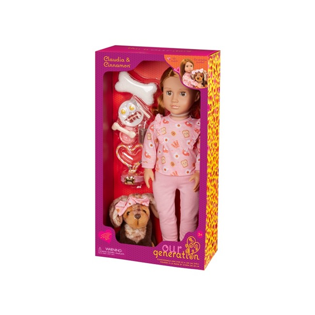 OUR GENERATION CLAUDIA AND CINNAMON WITH PET DOG DOLL