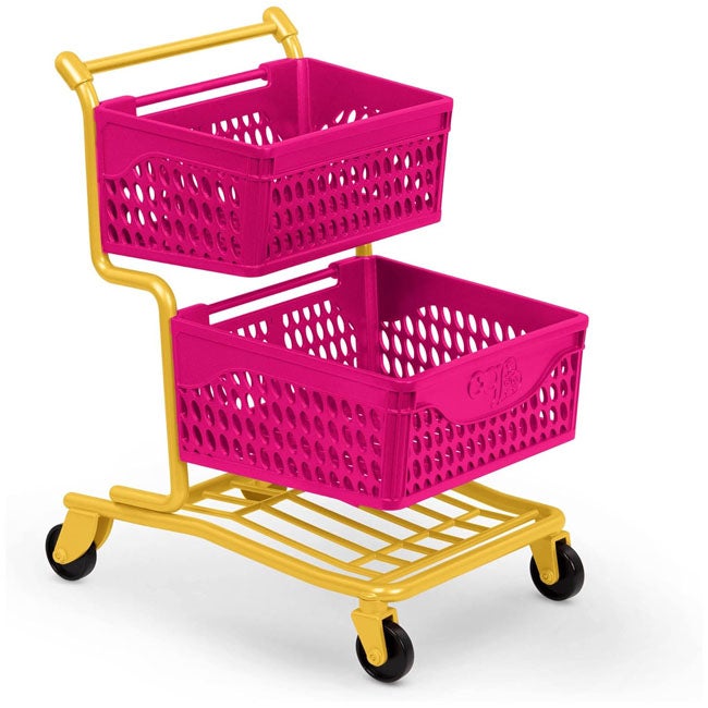 OUR GENERATION PINK/YELLOW DELUXE SHOPPING TROLLEY