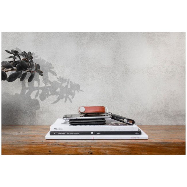 ORBITKEY ORGANISER CRAZY-HORSE CHESTNUT BROWN W/STITCHING