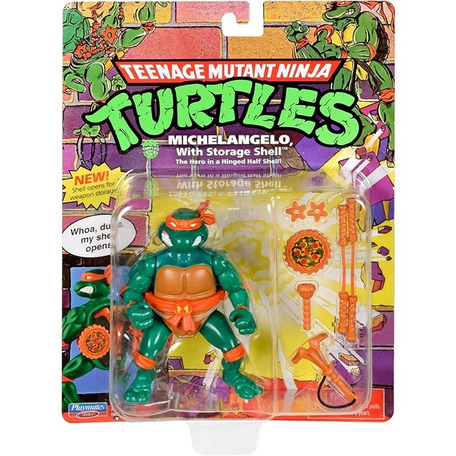 TMNT CLASSIC TURTLE FIGURES ASST WITH STORAGE SHELL