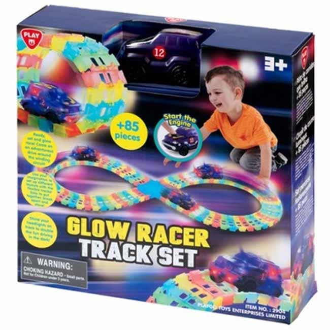 PLAY GO GLOW RACER TRACK SET BATTERY OPERATED - OVER 85 PCS
