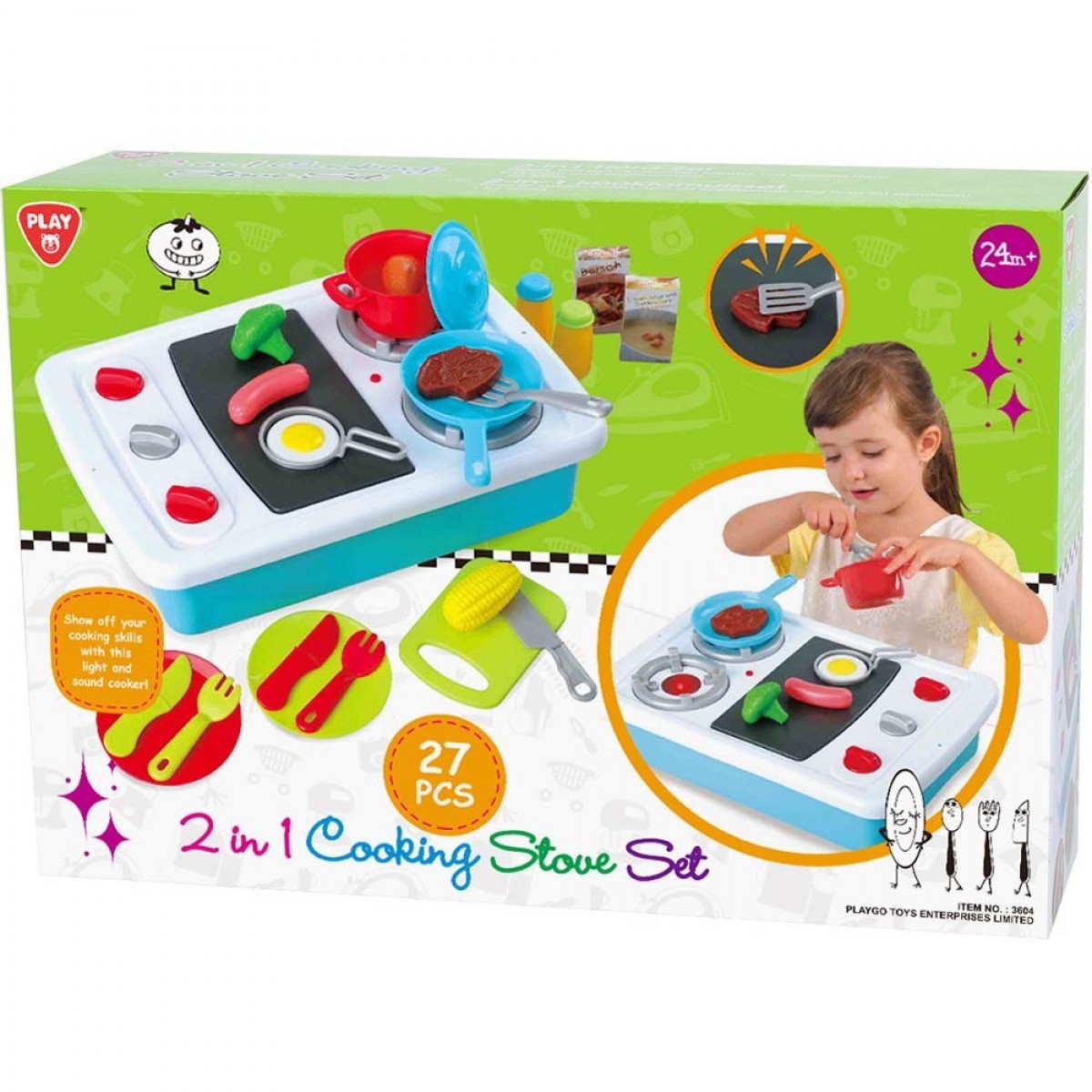 PLAY GO 2 IN 1 COOKING STOVE SET BATTERY OPERATED - 27 PCS
