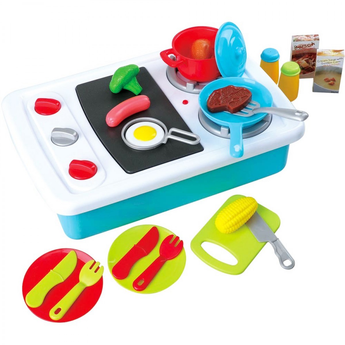 PLAY GO 2 IN 1 COOKING STOVE SET BATTERY OPERATED - 27 PCS