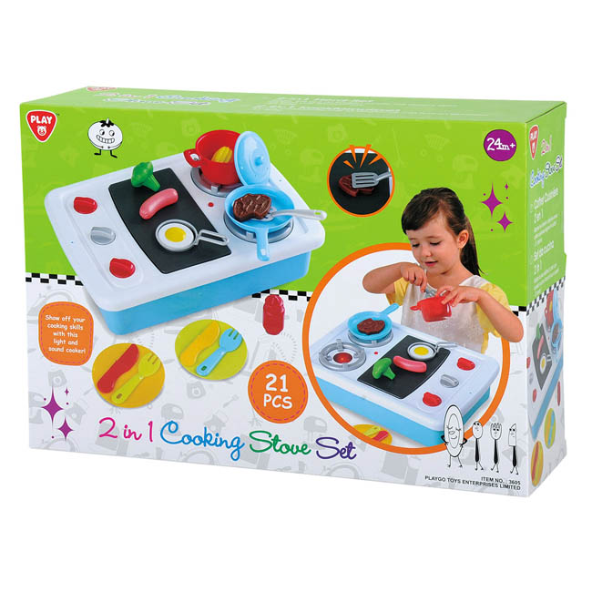 PLAY GO 2 IN 1 COOKING STOVE SET B/O -21 PCS