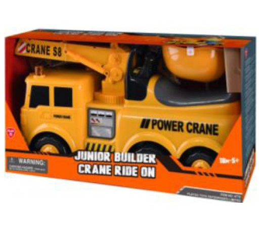 PLAY GO JUNIOR BUILDER CRANE RIDE ON BATTERY OPERATED