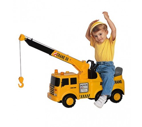 PLAY GO JUNIOR BUILDER CRANE RIDE ON BATTERY OPERATED