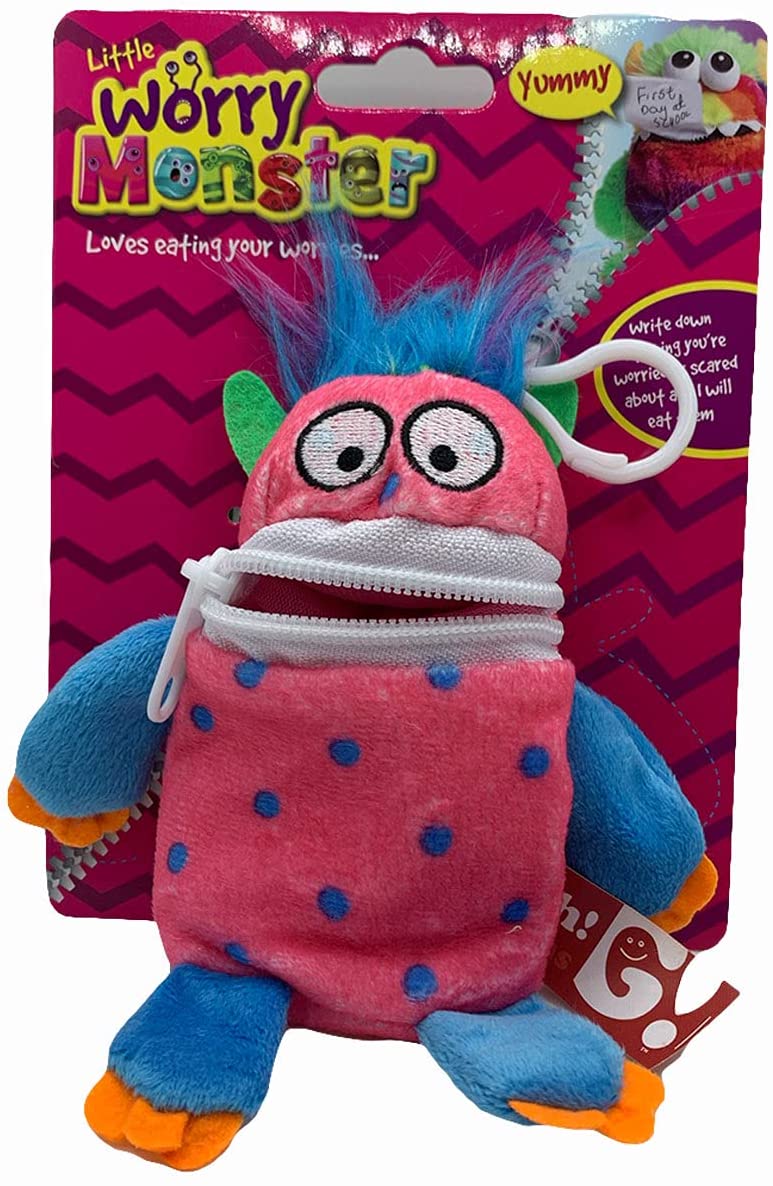 PLAYSMART PLUSH 5.5 INCHES LITTLE WORRY MONSTER CLIP-ON CARD