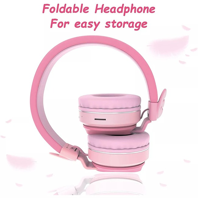 RIWBOX WING FOLDABLE BLUETOOTH HEADPHONES WIRELESS PINK/RED