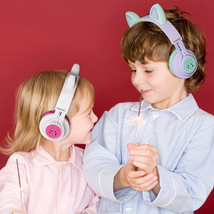 RIWBOX CAT KIDS BLUETOOTH HEADPHONES PUR/GRN