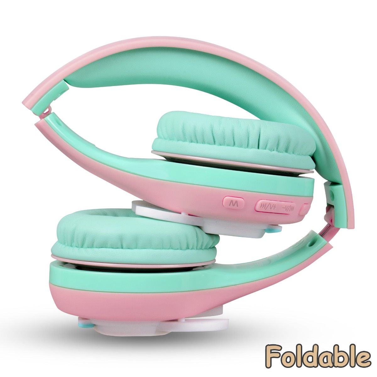 RIWBOX RABBIT KIDS BLUETOOTH HEADPHONES PNK/GRN