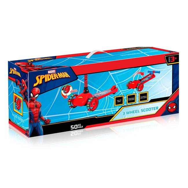 SPARTAN 3-WHEEL LED FOLDING SCOOTER - SPIDERMAN