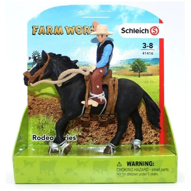 SCHLEICH SADDLE BRONC RIDING WITH COWBOY PLAYSET