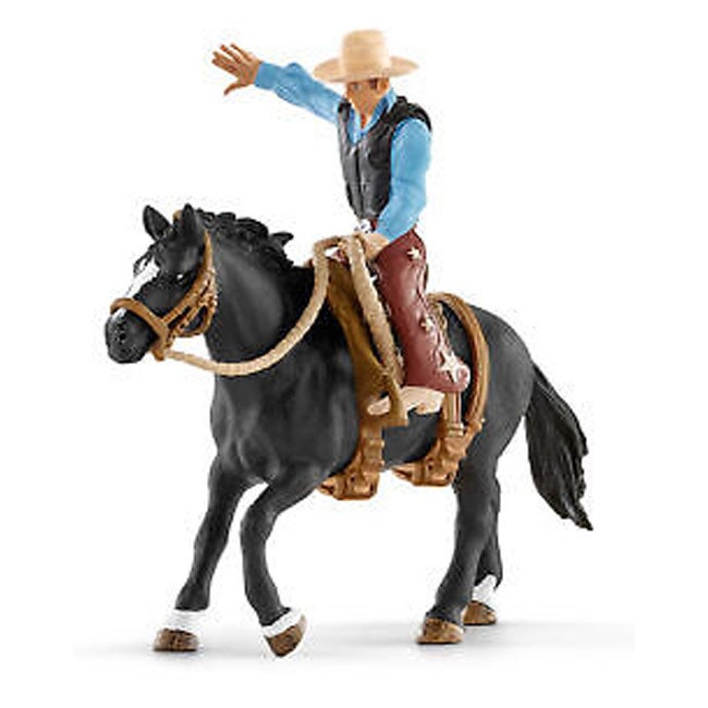 SCHLEICH SADDLE BRONC RIDING WITH COWBOY PLAYSET