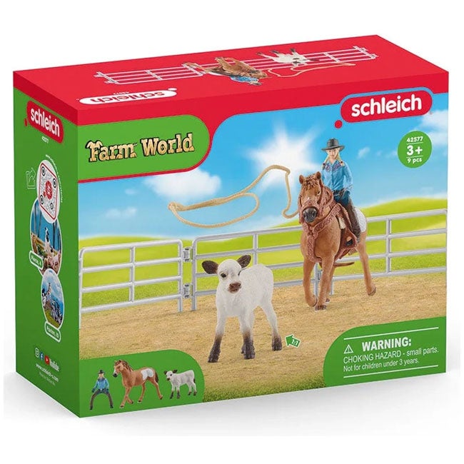 SCHLEICH COWGIRL TEAM ROPING FUN PLAYSET
