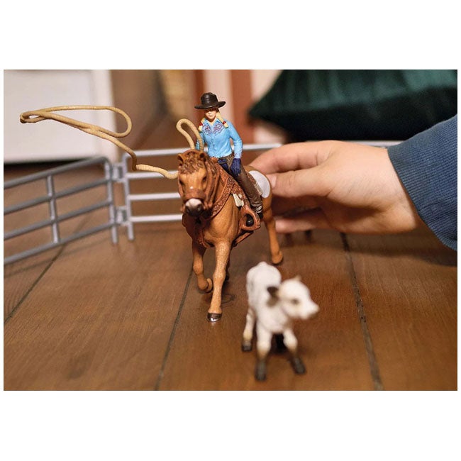 SCHLEICH COWGIRL TEAM ROPING FUN PLAYSET