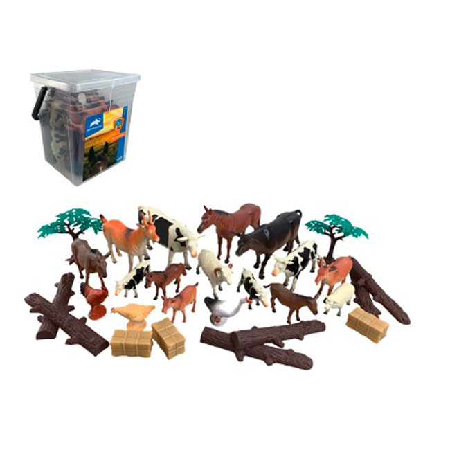 WENNO 28 PCS FARM ANIMALS PLAYSET IN SQUARE BUCKET
