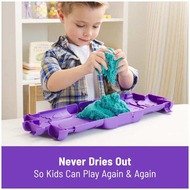 KINETIC SAND CASTLE CASE WITH 1LB TEAL PLAY SAND