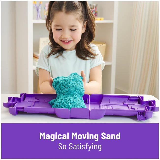 KINETIC SAND CASTLE CASE WITH 1LB TEAL PLAY SAND