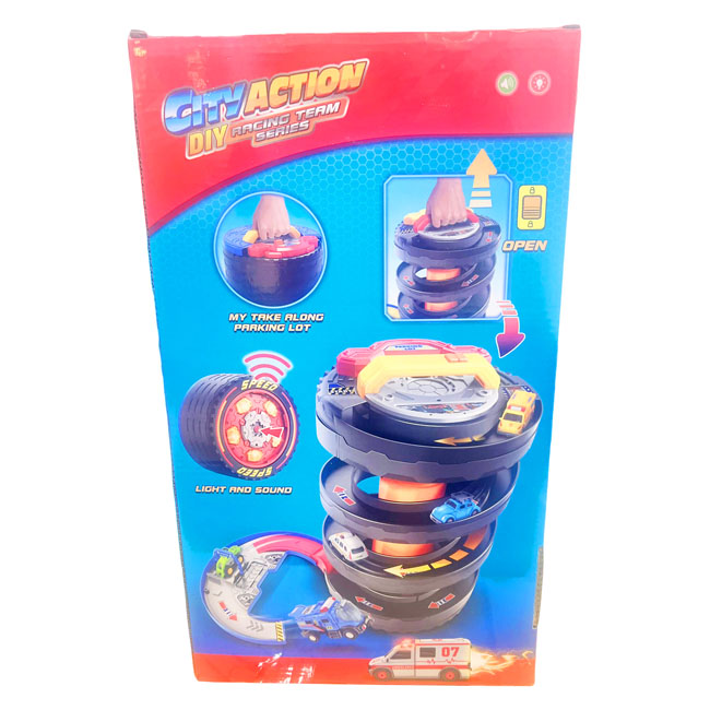 SNAP KID TRACK PLAYSET CARRY CASE W/ 8 CARS - HOSPITAL