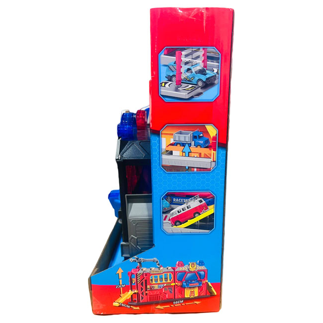 SNAP KID GARAGE PLAYSET CARRY CASE W/ 2 CARS - POLICE