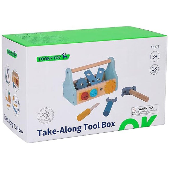 TOOKY TOY WOODEN TAKE ALONG TOOL BOX