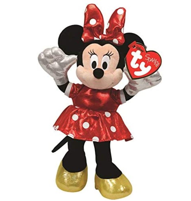 TY TOYS DISNEY PLUSH MINNIE RED W/ SOUND SPARKLE 8IN