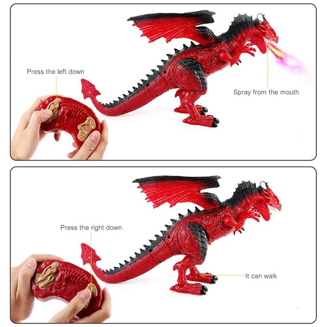 SAM TOYS RC DINOSAUR WITH SPRAY AND MIST-RED