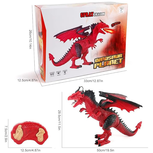 SAM TOYS RC DINOSAUR WITH SPRAY AND MIST-RED