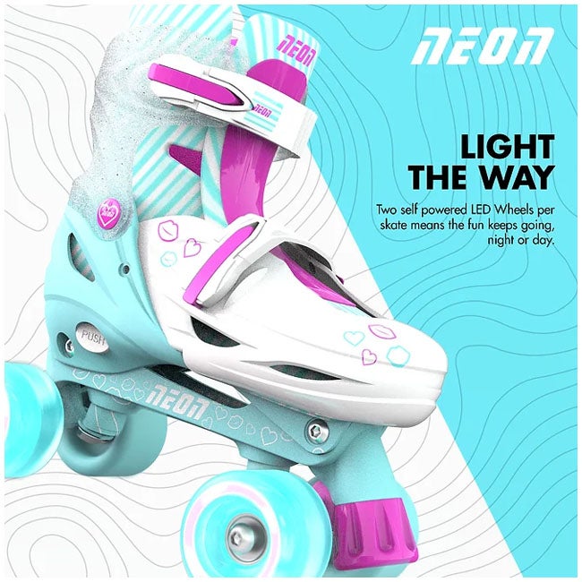YVOLUTION 3-6 TEAL/PINK NEON COMBO SKATES