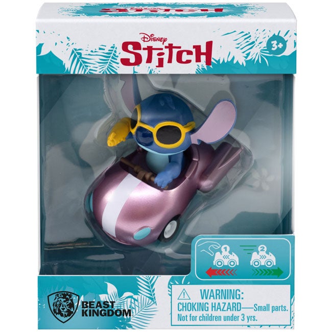 YUME DISNEY STITCH PULLBACK CAR WITH SUNGLASSES AND RAY GUN