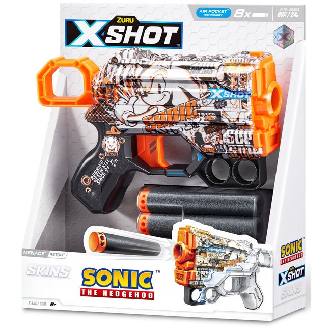 X-SHOT SKINS MENACE SONIC BLUE-8 DARTS