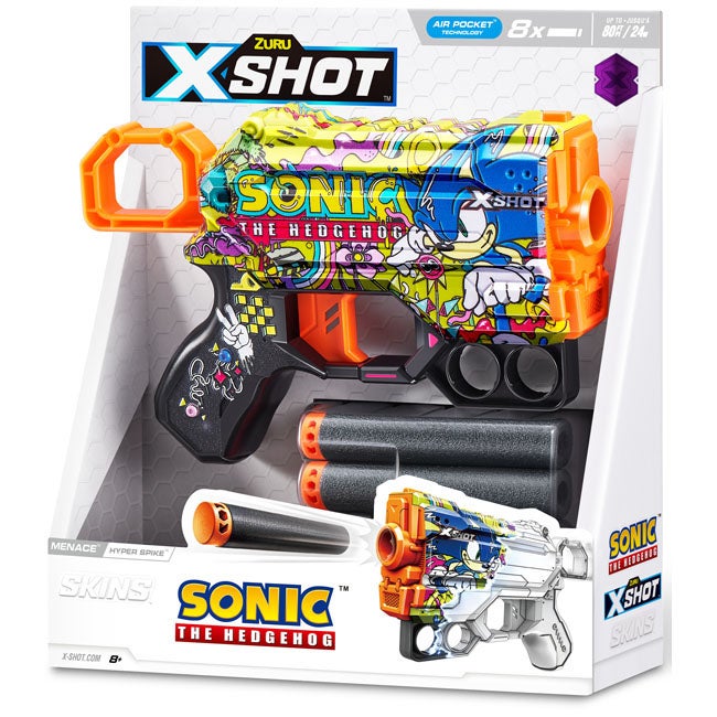 X-SHOT SKINS MENACE SONIC BLUE-8 DARTS
