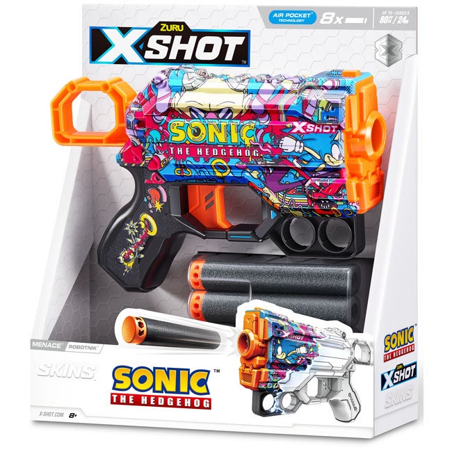 X-SHOT SKINS MENACE SONIC BLUE-8 DARTS
