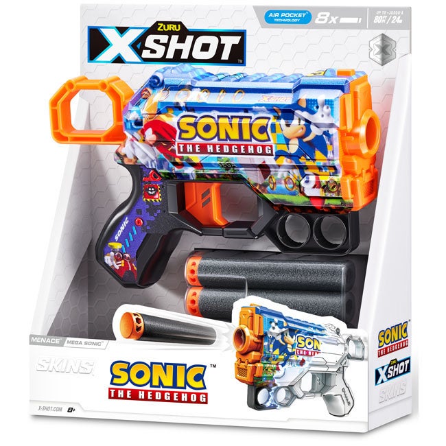 X-SHOT SKINS MENACE SONIC BLUE-8 DARTS
