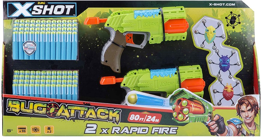 ZURU X-SHOT BUG ATTACK DOUBLE RAPID FIRE 3-BUG
