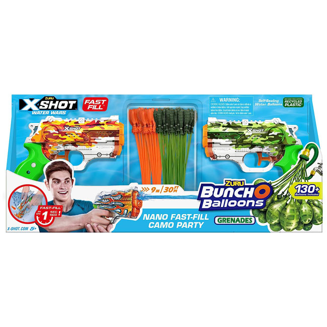 X-SHOT BOB CAMO PARTY 2 NANO FAST FILL 4 BUNCH O BALLONS