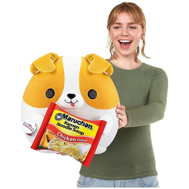 ZURU SNACKLES MARUCHAN RAMEN NOODLE SOUP CORGI 14-INCH PLUSH
